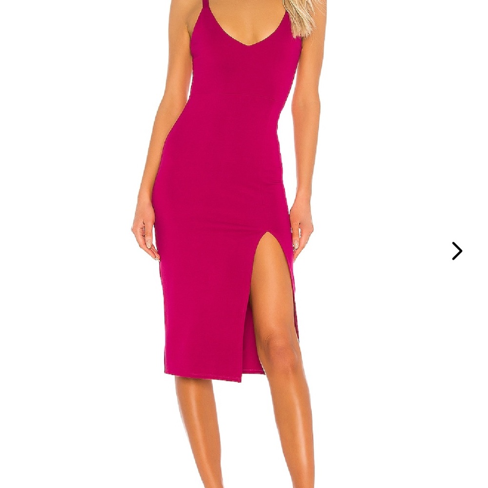 Lovers + Friends Pink Sheath Midi Dress Spaghetti Strap LUCIE MIDI DRESS